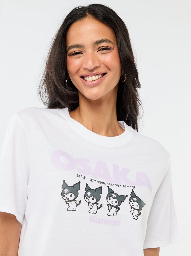 T-shirt met 'Kuromi'-print en korte mouwen Wit - Kiabi