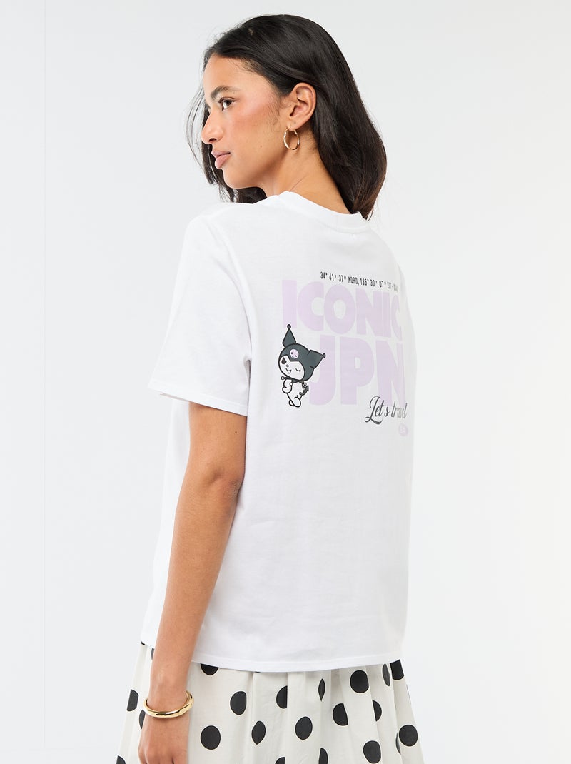 T-shirt met 'Kuromi'-print en korte mouwen Wit - Kiabi