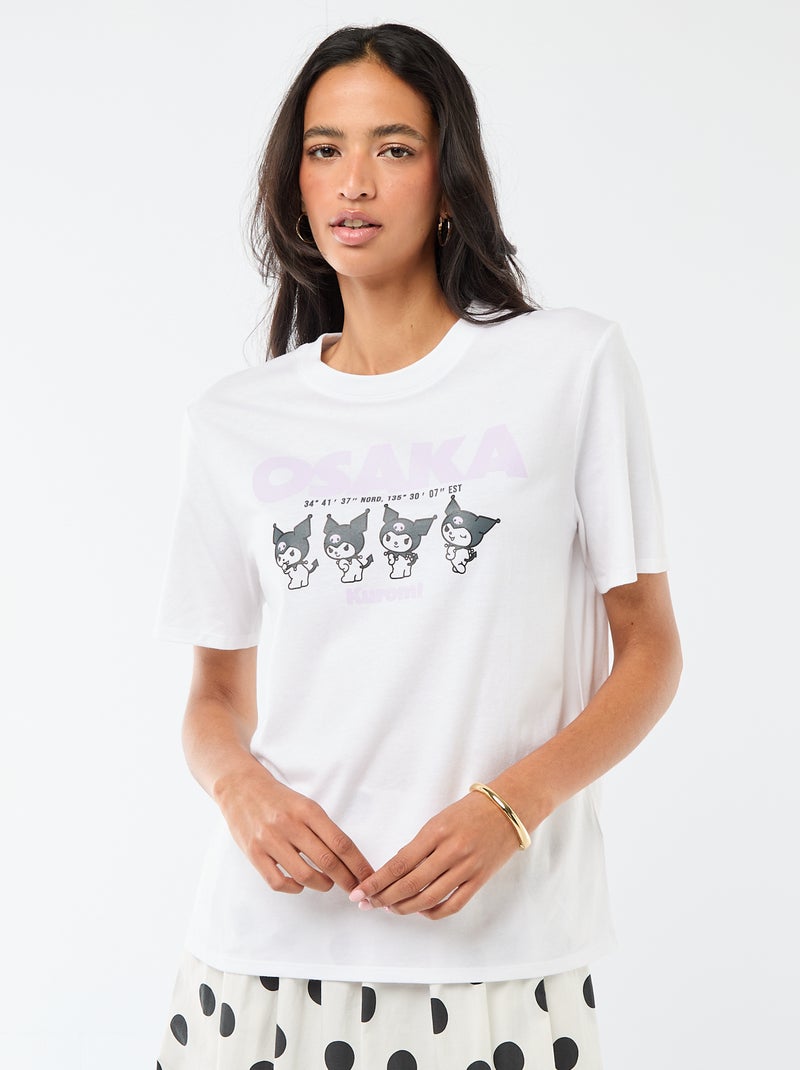T-shirt met 'Kuromi'-print en korte mouwen Wit - Kiabi