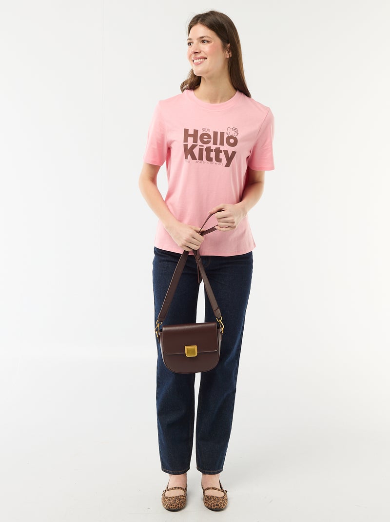 T-shirt met 'Kuromi' print, voor- en achterkant bedrukt Rose - Kiabi