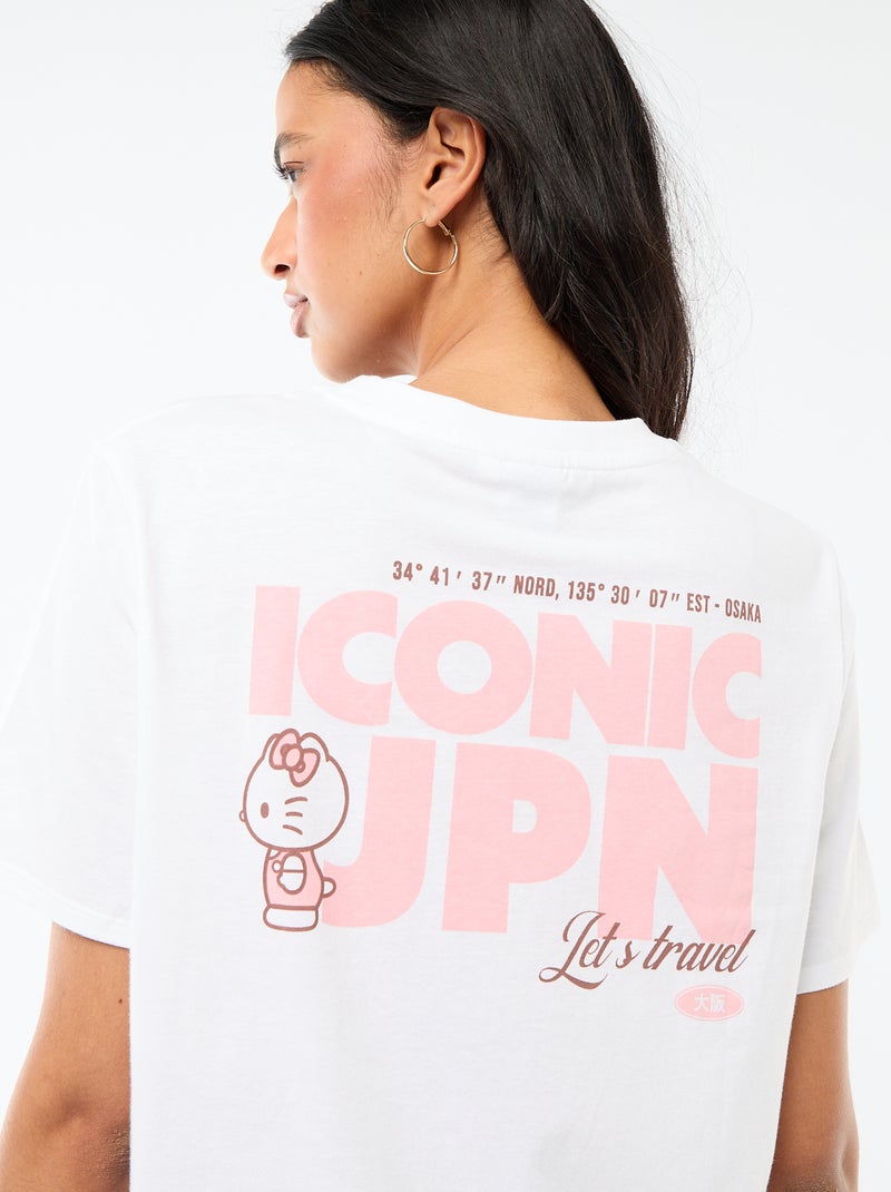 T-shirt met 'Kuromi' print, voor- en achterkant bedrukt Wit - Kiabi