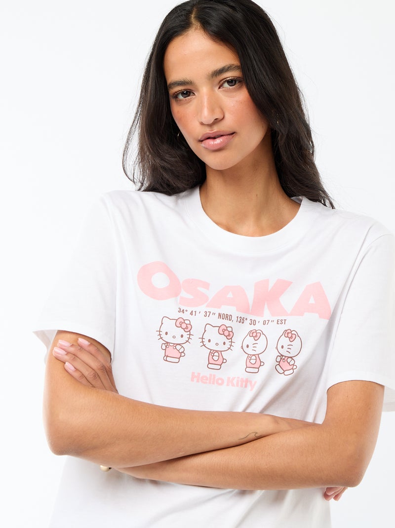T-shirt met 'Kuromi' print, voor- en achterkant bedrukt Wit - Kiabi