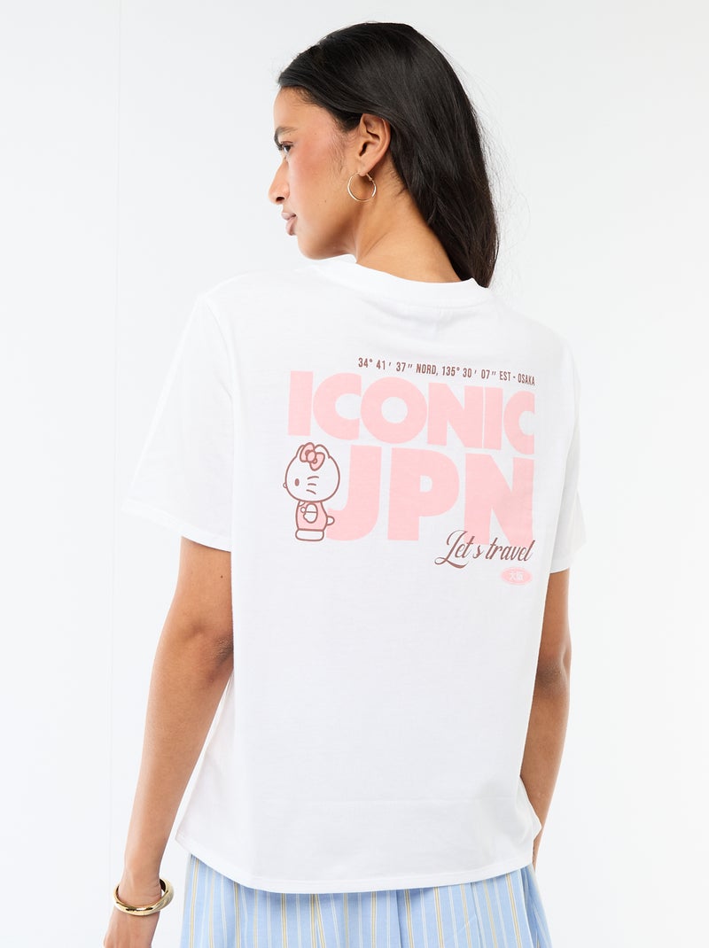 T-shirt met 'Kuromi' print, voor- en achterkant bedrukt Wit - Kiabi