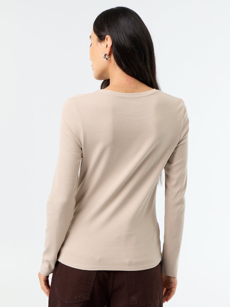 T-shirt met lange mouw Biege - Kiabi