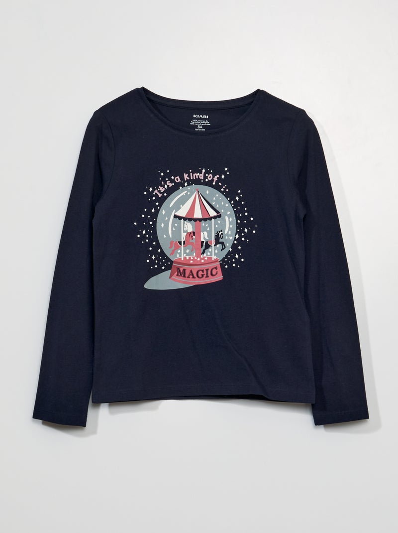 T-shirt met lange mouw BLAUW - Kiabi