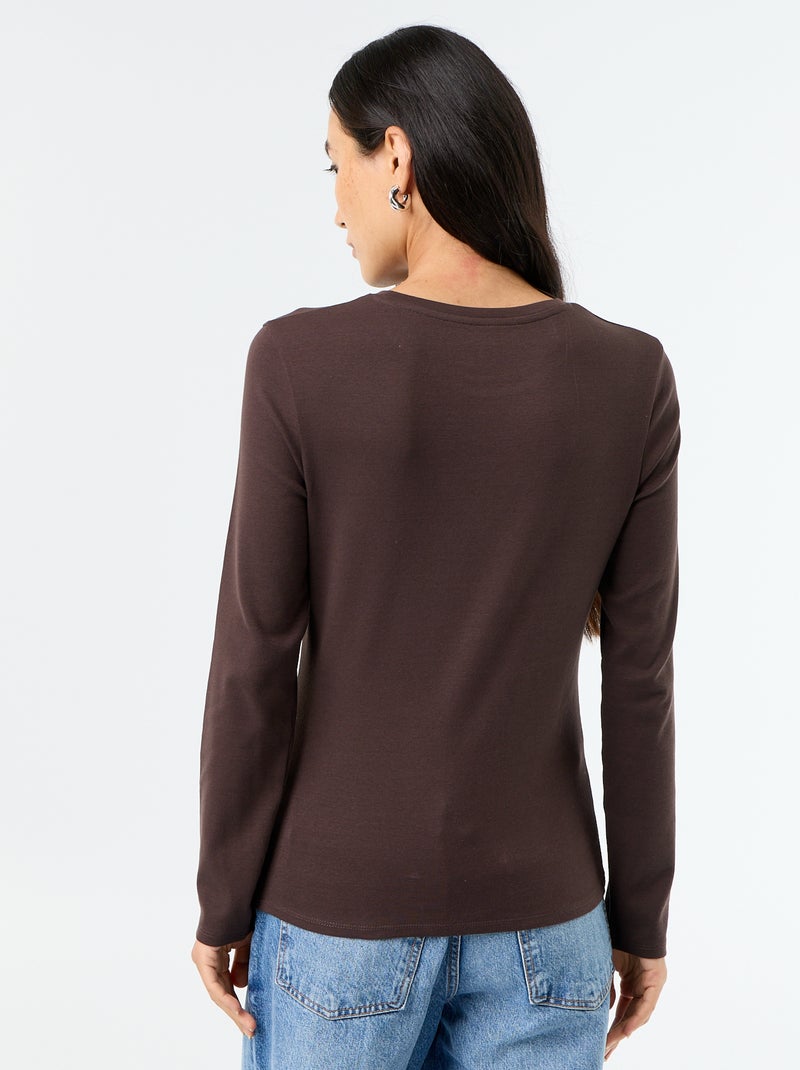 T-shirt met lange mouw Bruin - Kiabi