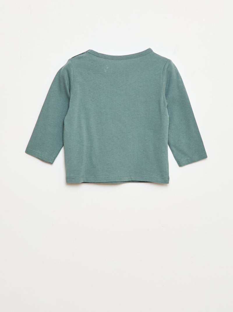 T-shirt met lange mouw en applicatie Blauw - Kiabi