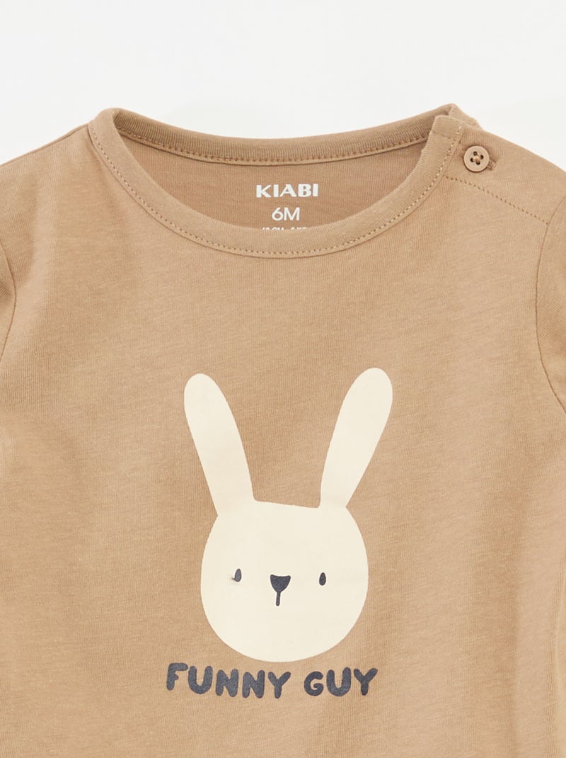 T-shirt met lange mouw en applicatie Blauw - Kiabi