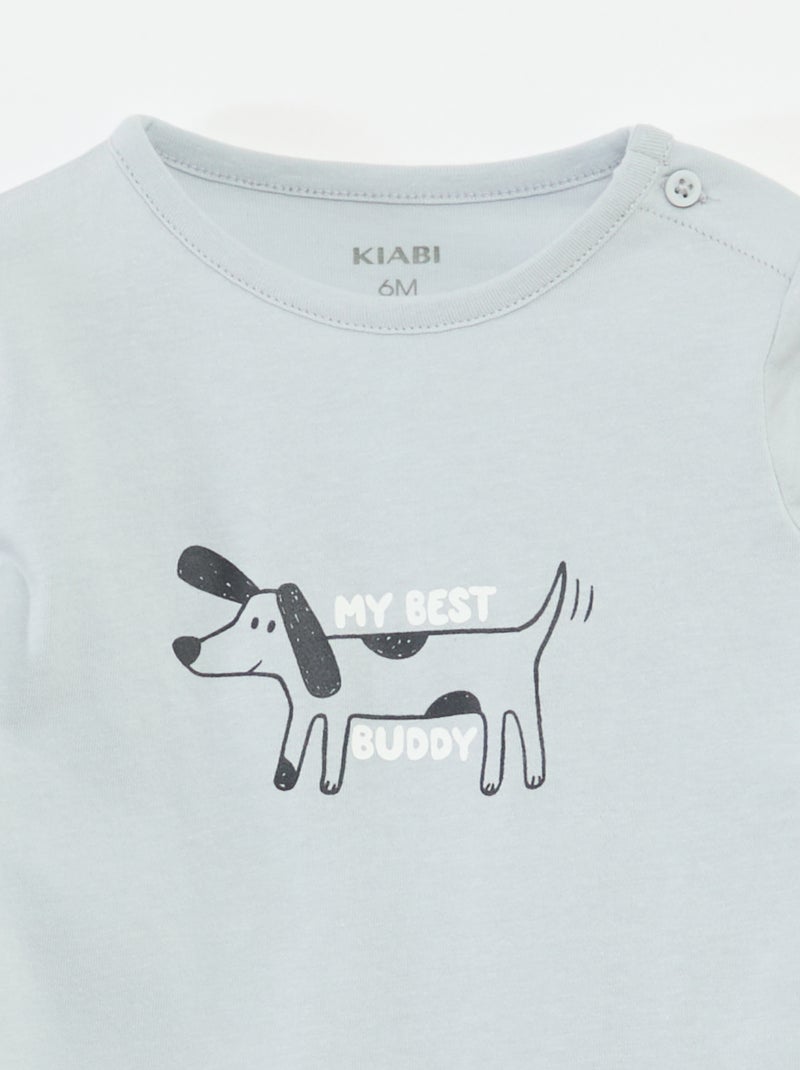 T-shirt met lange mouw en applicatie Blauw - Kiabi