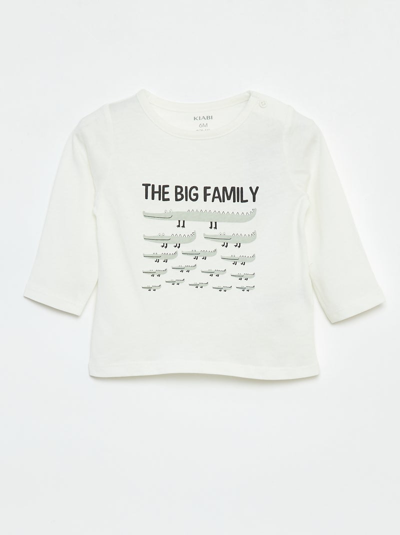 T-shirt met lange mouw en applicatie Wit - Kiabi