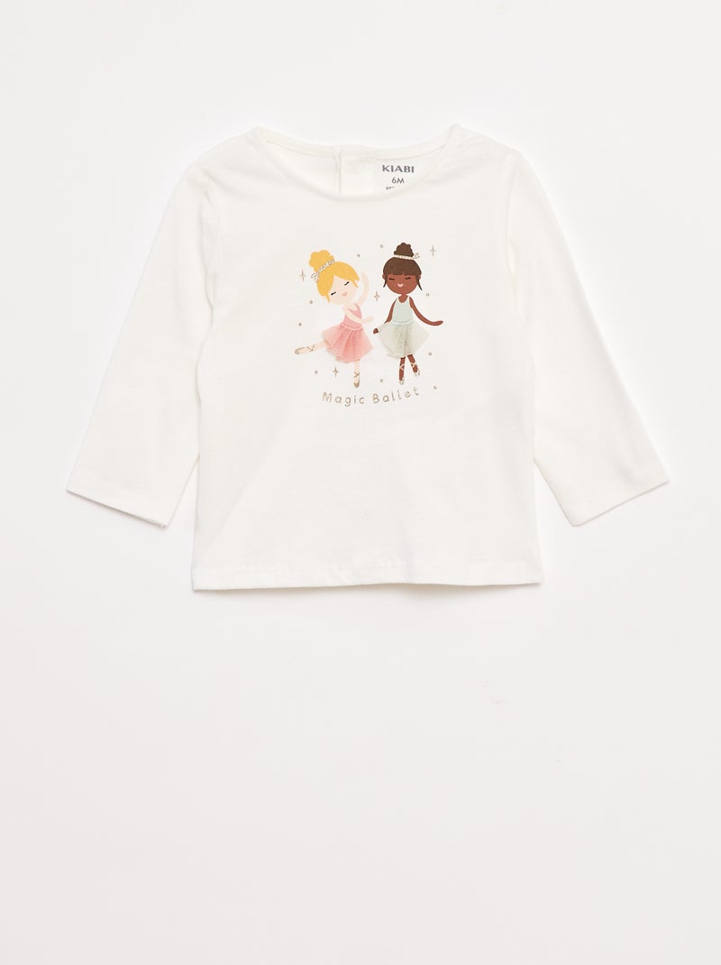 T-shirt met lange mouw en applicatie Wit - Kiabi