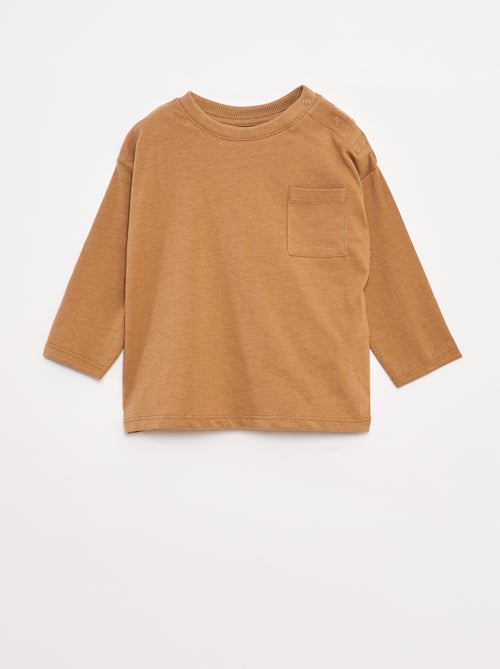 T-shirt met lange mouw en borstzakje - Kiabi