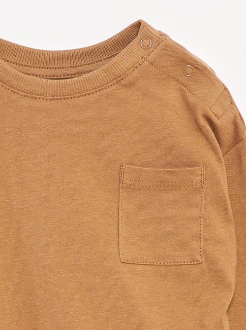T-shirt met lange mouw en borstzakje - Kiabi