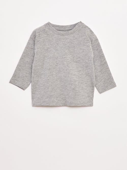 T-shirt met lange mouw en borstzakje - Kiabi