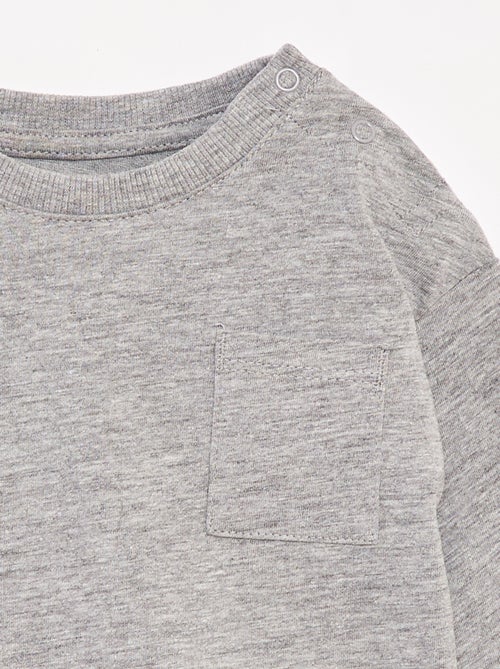 T-shirt met lange mouw en borstzakje - Kiabi