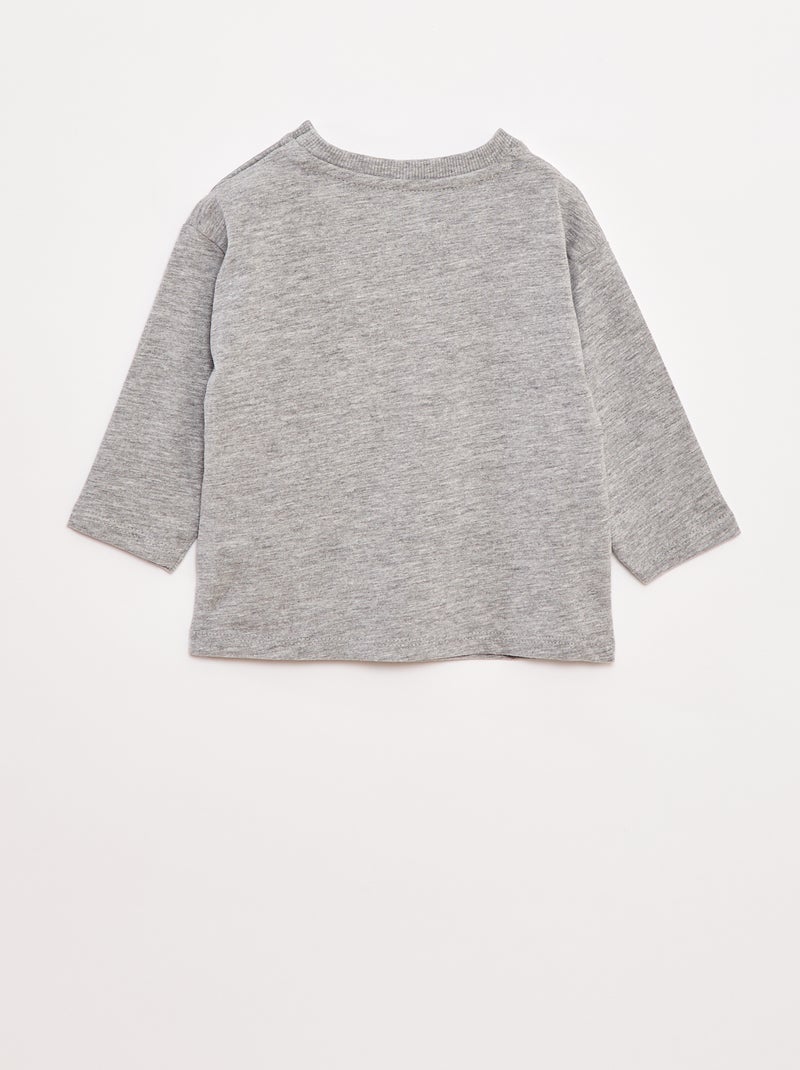 T-shirt met lange mouw en borstzakje Grijs - Kiabi