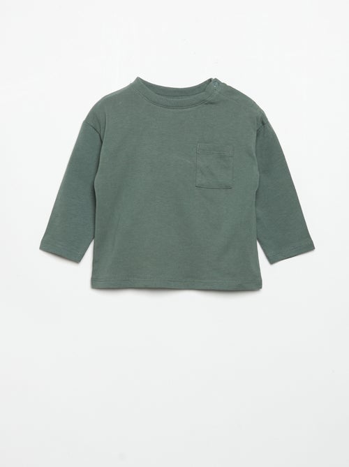 T-shirt met lange mouw en borstzakje - Kiabi