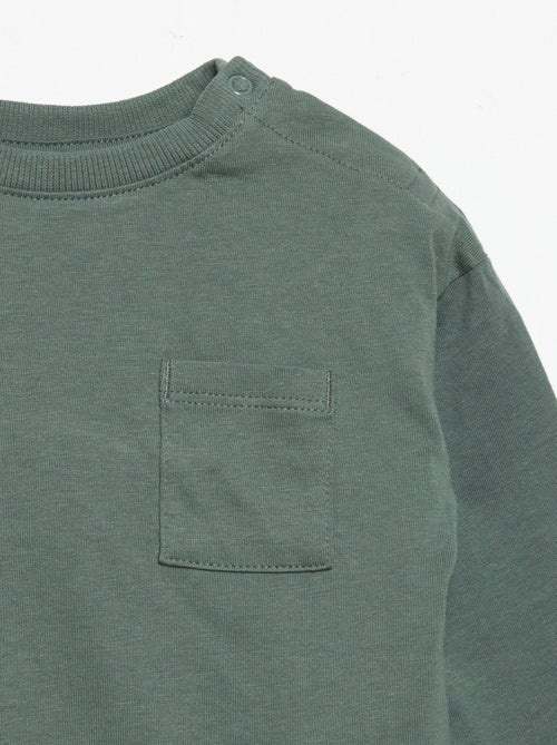 T-shirt met lange mouw en borstzakje - Kiabi