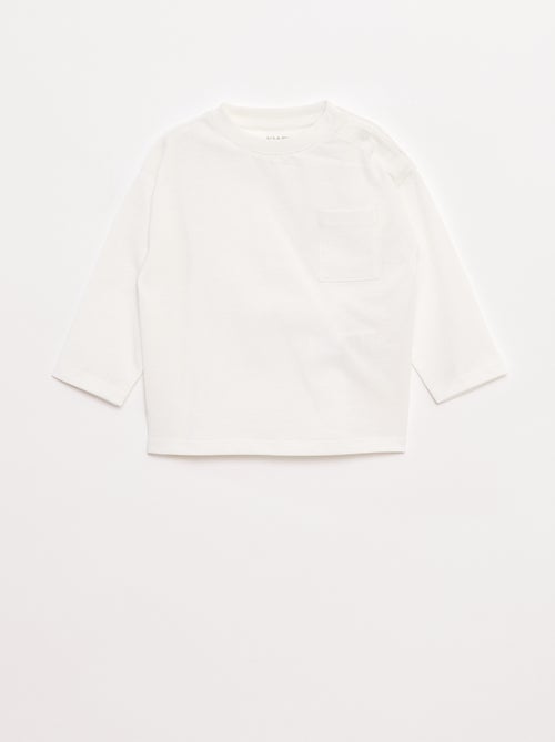 T-shirt met lange mouw en borstzakje - Kiabi