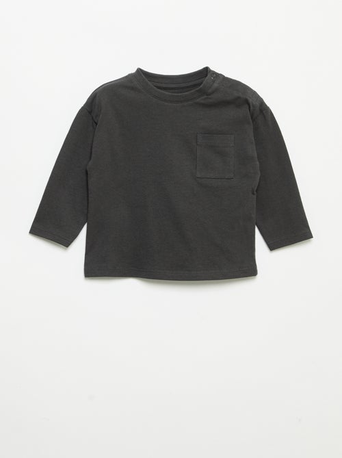 T-shirt met lange mouw en borstzakje - Kiabi