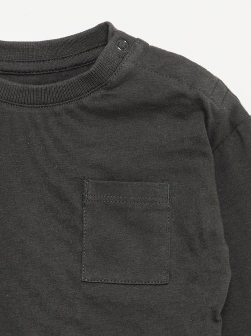 T-shirt met lange mouw en borstzakje - Kiabi
