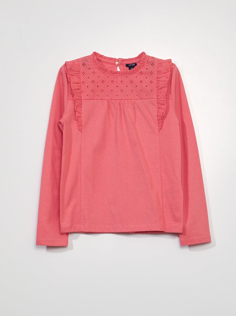 T-shirt met lange mouw en gaatjesborduurwerk ROSE - Kiabi