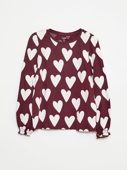 T-shirt met lange mouw en gefronst detail op de schouders - Kiabi