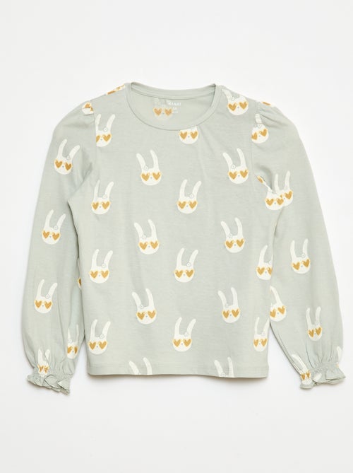 T-shirt met lange mouw en gefronst detail op de schouders - Kiabi