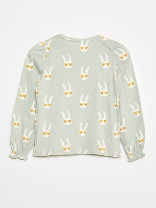 T-shirt met lange mouw en gefronst detail op de schouders - Kiabi