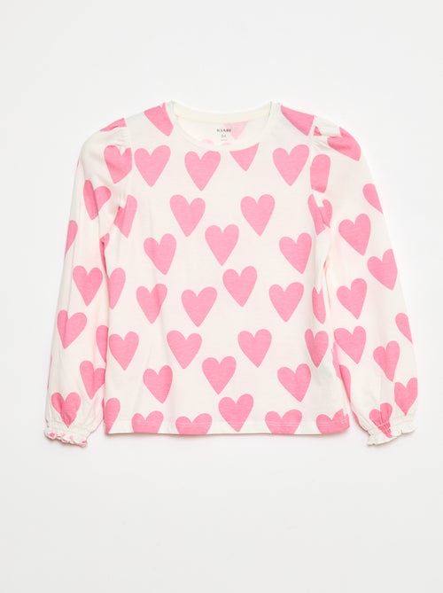 T-shirt met lange mouw en gefronst detail op de schouders - Kiabi