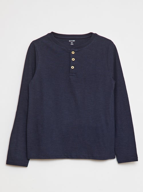 T-shirt met lange mouw en henleykraag - Kiabi