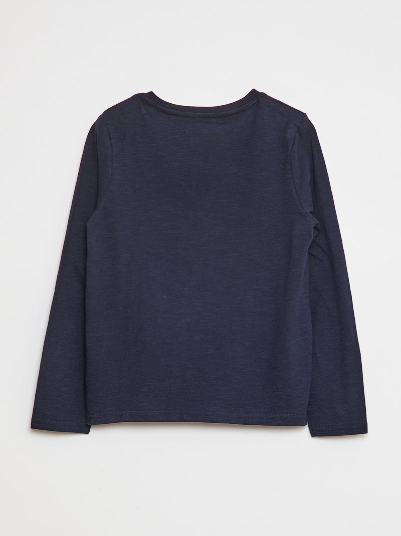 T-shirt met lange mouw en henleykraag Blauw - Kiabi