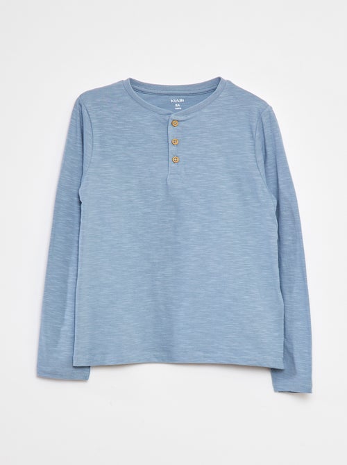T-shirt met lange mouw en henleykraag - Kiabi
