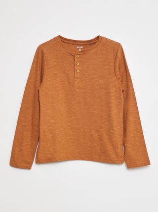 T-shirt met lange mouw en henleykraag