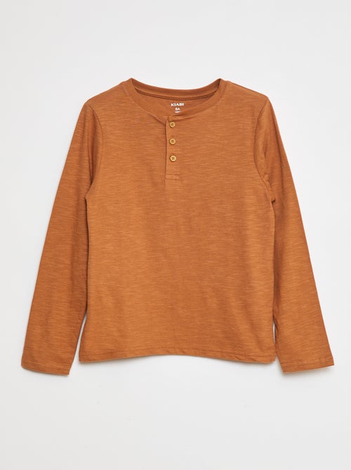 T-shirt met lange mouw en henleykraag - Kiabi