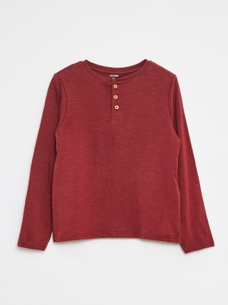 T-shirt met lange mouw en henleykraag