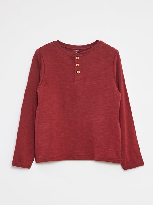 T-shirt met lange mouw en henleykraag - Kiabi