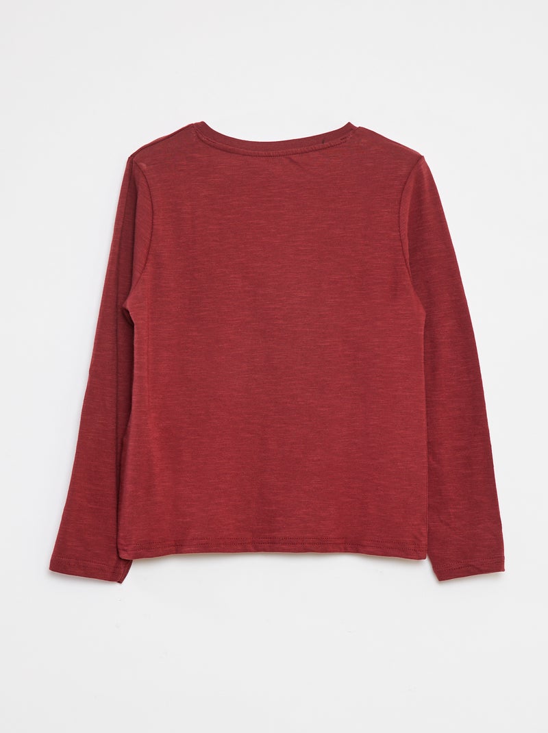 T-shirt met lange mouw en henleykraag Bruin - Kiabi