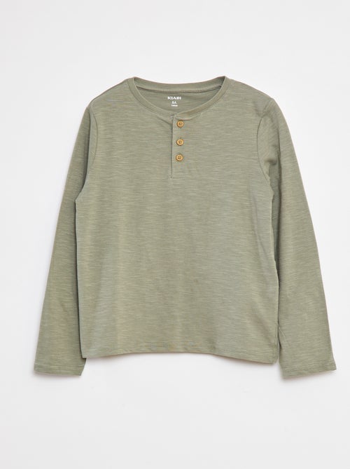 T-shirt met lange mouw en henleykraag - Kiabi