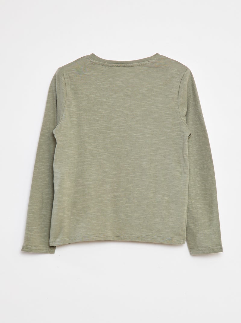 T-shirt met lange mouw en henleykraag Groen - Kiabi