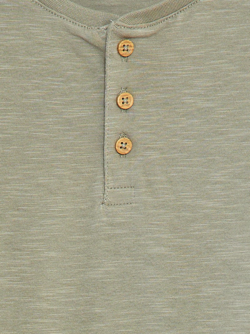 T-shirt met lange mouw en henleykraag Groen - Kiabi