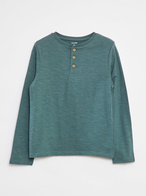 T-shirt met lange mouw en henleykraag - Kiabi