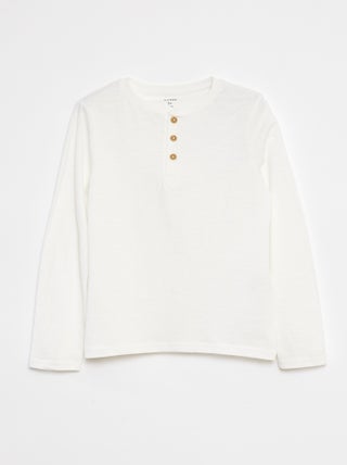 T-shirt met lange mouw en henleykraag