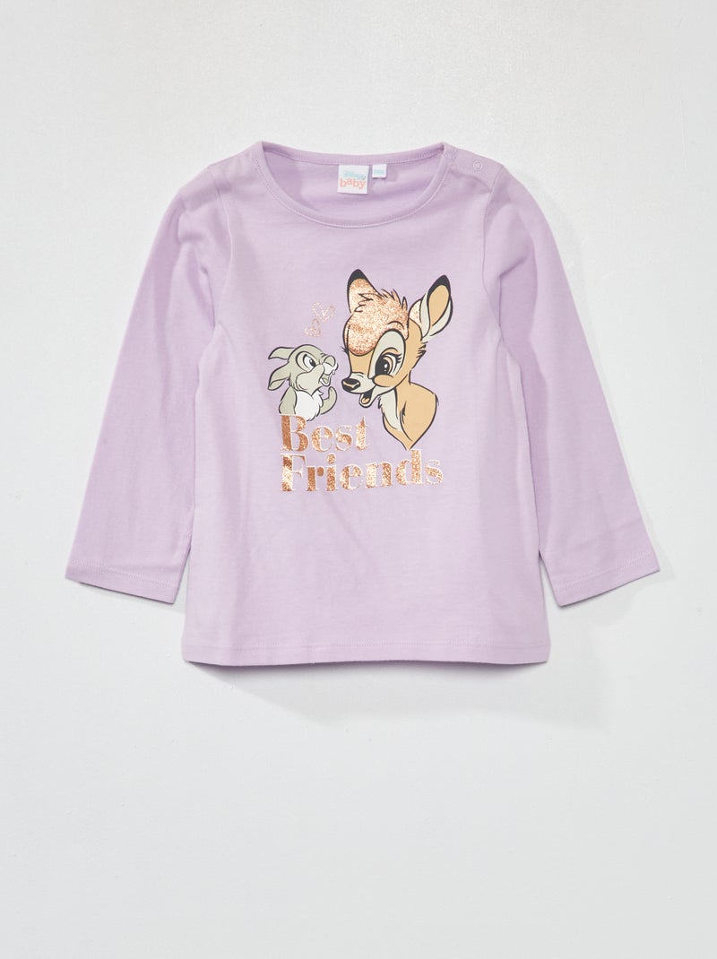 T-shirt met lange mouw en Minnie-print PAARS - Kiabi