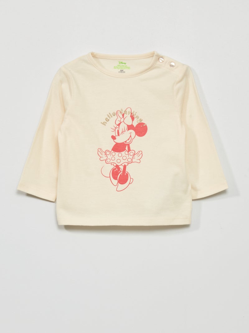 T-shirt met lange mouw en Minnie-print WIT - Kiabi