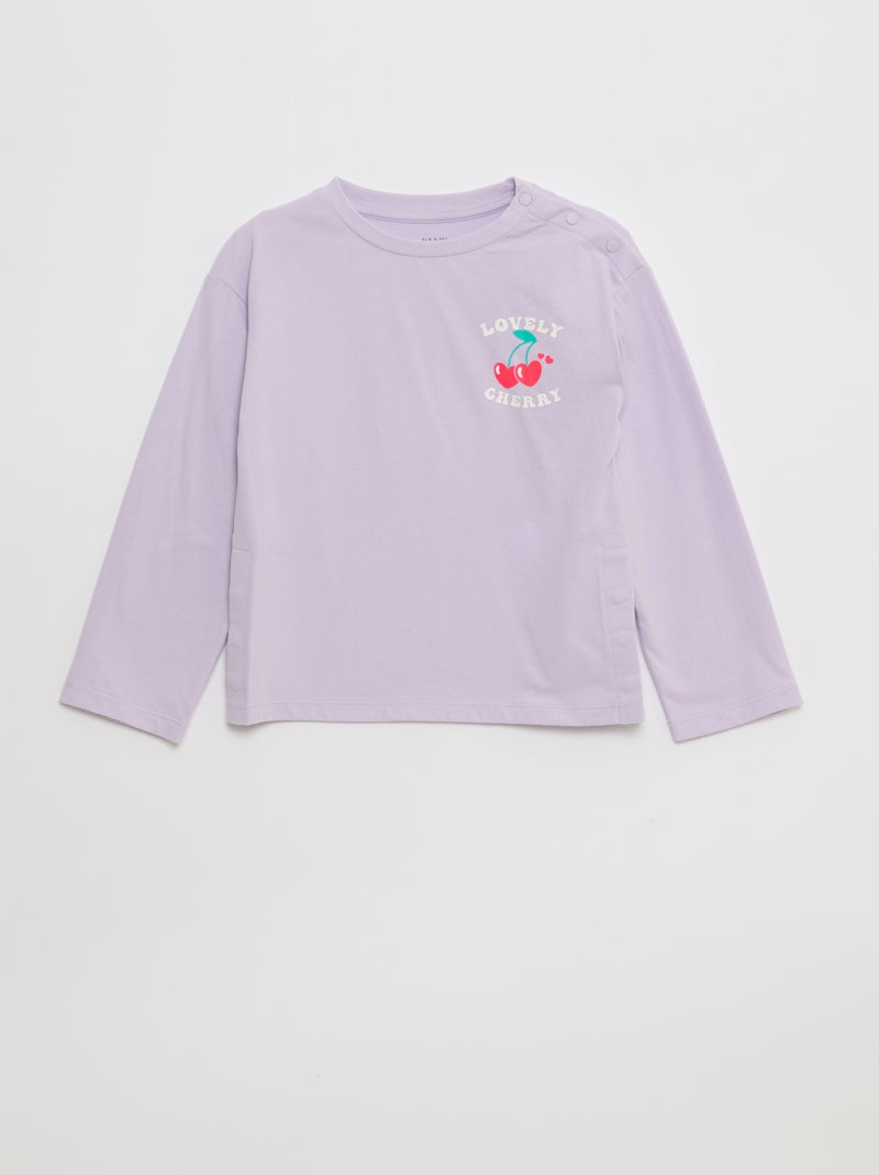 T-shirt met lange mouw en print - So Easy Paars - Kiabi