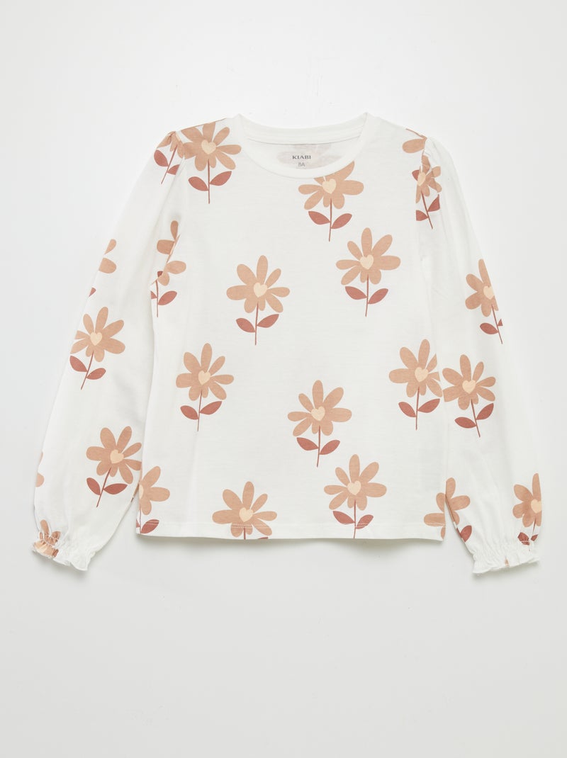 T-shirt met lange mouw en print BIEGE - Kiabi