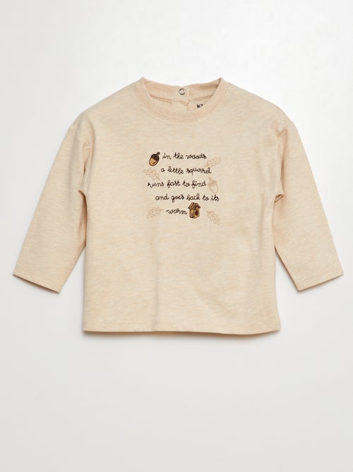 T-shirt met lange mouw en print - Kiabi