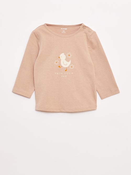 T-shirt met lange mouw en print - Kiabi