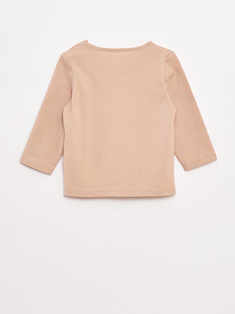 T-shirt met lange mouw en print Biege - Kiabi